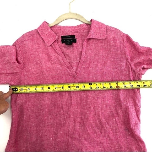 Tahari 100% Linen Machine Washable Tunic Top Shirt Pink Size Small - Picture 6 of 8